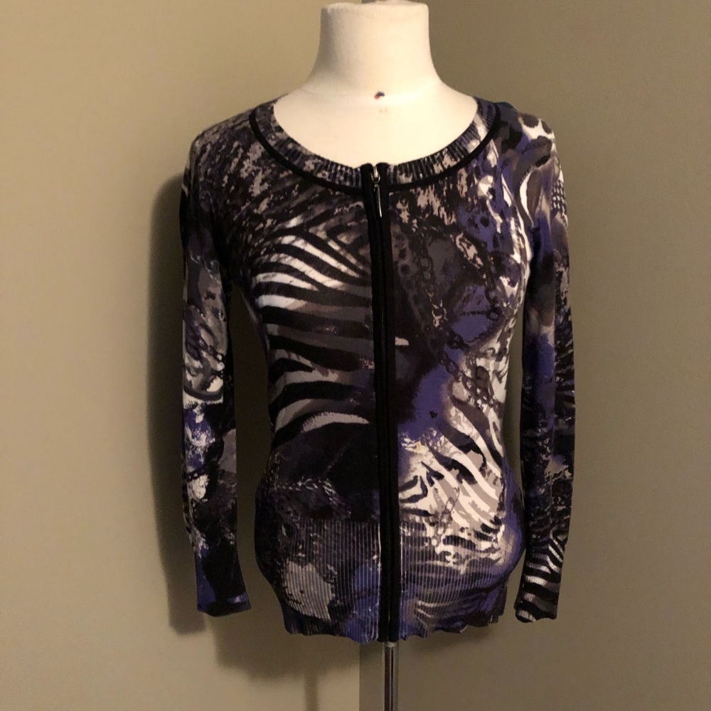 Alison Sheri Full Front Zipper Cardigan Size Small